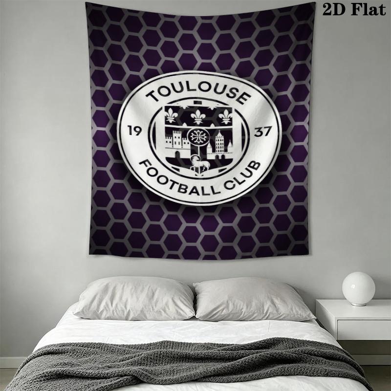 Tolouse FC Wall Tapestry Aesthetic Wall Hanging Printed Fabric Blanket Decorative Tapestries for Bedroom Living Room Home Decor