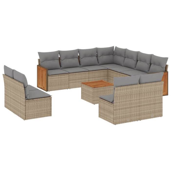 VidaXL Salon de Jardin avec Coussins 12 pcs, Canapés avec Pieds Réglables, Ensemble de Meubles d'Extérieur Patio Terrasse, 3250368