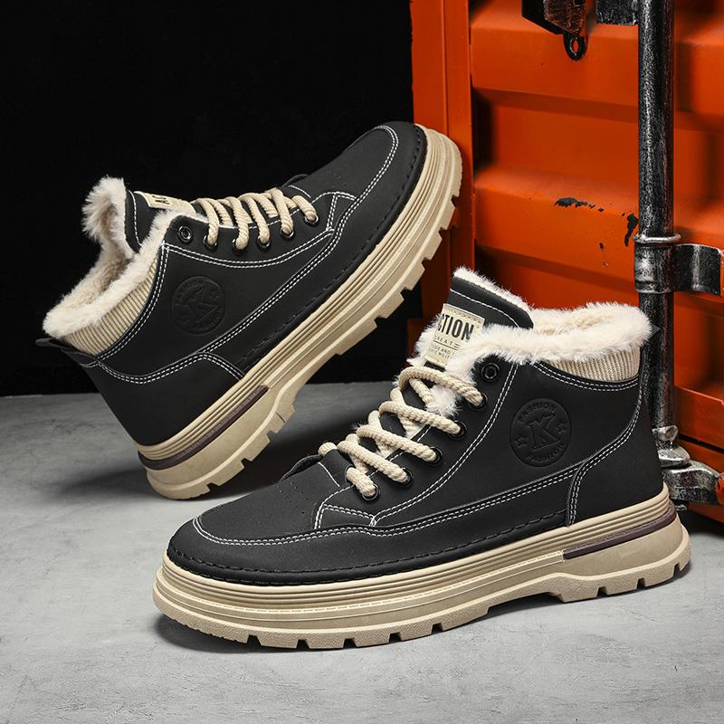 Модные новые зимние ботинки мужские хлопковые туфли зимние водонепроницаемые теплые плюшевые уличные повседневные ботинки для снега нескользящие ботильоны мужские