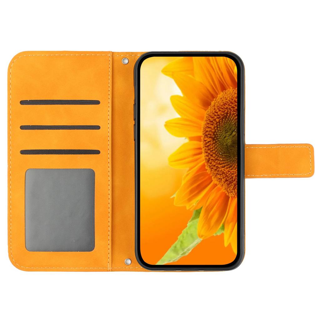 HT04 For Honor 90 Smart/X7b 4G Case Sunflower Leather Phone Cover with Shoulder Strap