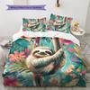 Jungle Sloth Pattern Bedding Quilt Set  Home Decoration  Gift (1 * duvet cover + 2 * pillowcase  without core)