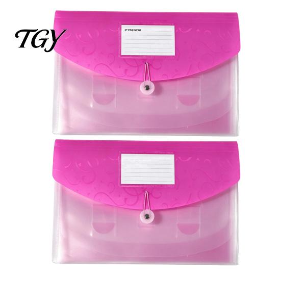 Plastic File Pouch Expandable Document Folder with Label Slot, Layered Design Waterproof PP Business Envelope, Secure Rope Closure Organizer