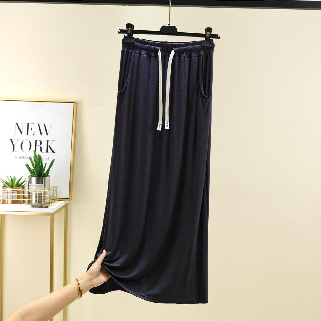 Женская миди-юбка А-силуэта на резинке - Модал, карман, кэжуал, свободный крой для весны/лета