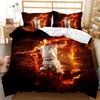 3Pc Fire Basketball Bedding Microfiber Queen/King Size Sports Comforter Set For Teen Boys,2 Pillowcase And 1 Polyester Cover