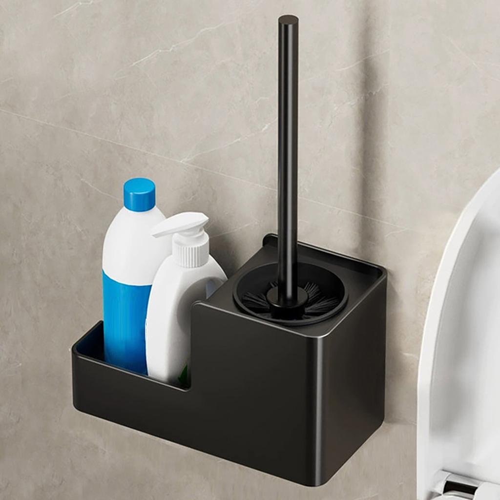 Bathroom Toilet Brush Holder Cleaning Tools Space Aluminum Wall Mounted No Drill Vertical Toilet Brush Bathroom Accessories