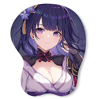 Коврик для мыши Genshin Impact, Генерал Райдэн, 3D-подставка для запястья Genshin Impact, Грудь, Милый аниме-коврик для мыши (Генерал Райден)
