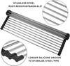 Dish Drainer Foldable Stainless Steel Roll Up Dish Drying Rack Shelf Kitchen Sink Holder Organizer Bowl Tableware Plate Storage