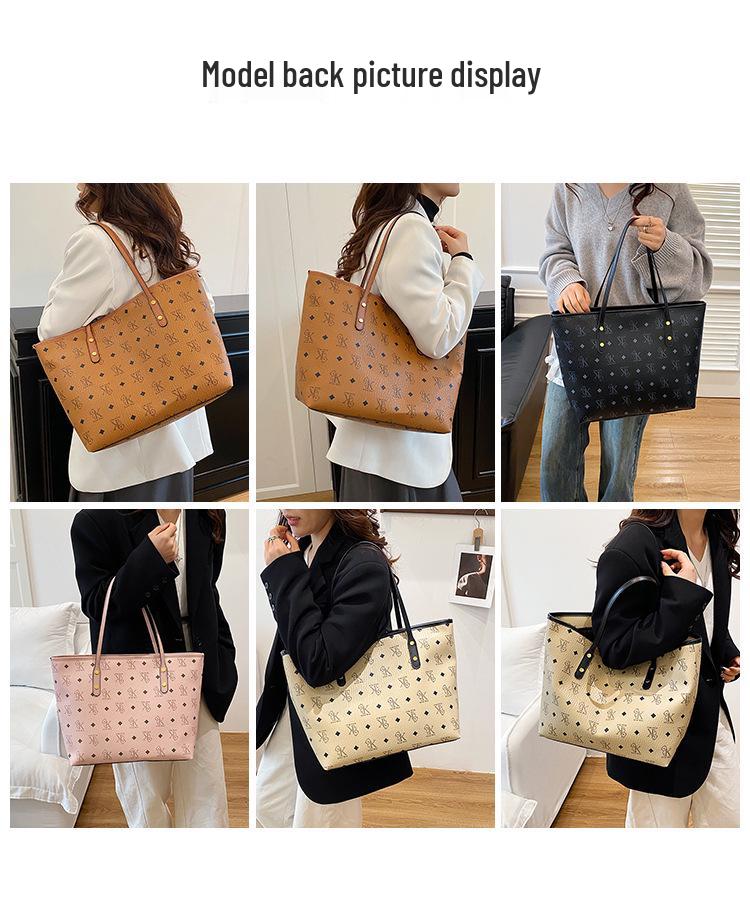 Women's High-Capacity Bear Print Tote Bag - Stylish Shoulder Handbag for Outings & Class