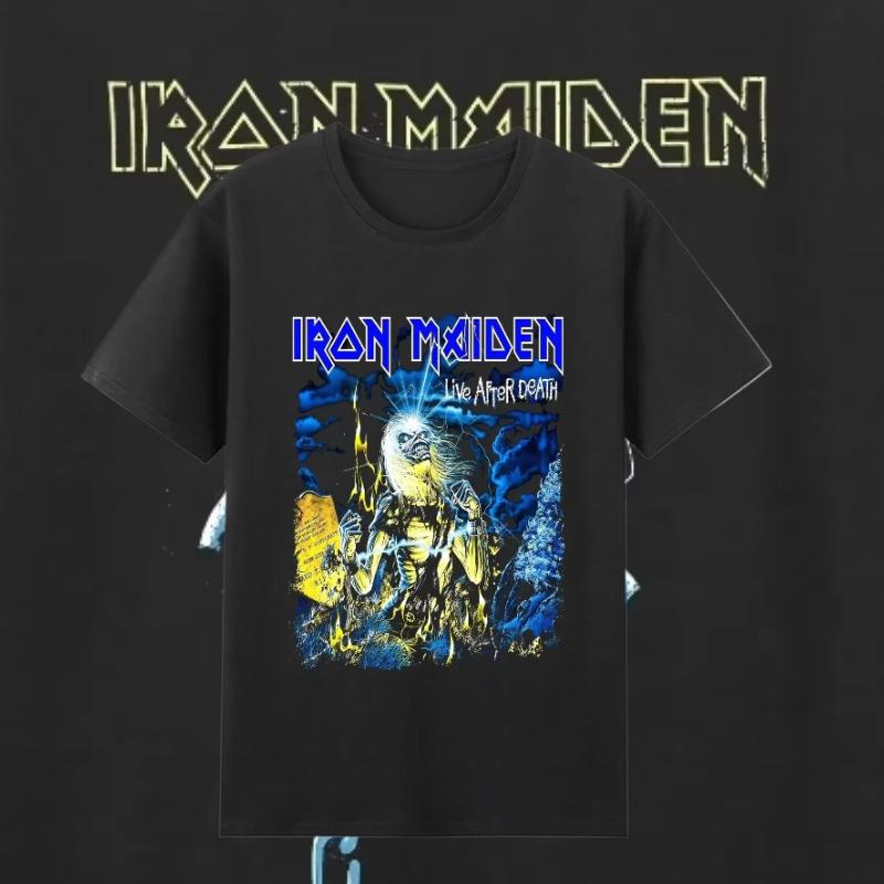 Мужская Женская Железная Футболка Повседневная Powerslave Летняя Футболка Графическая Оверсайз Спортивные Топы Maiden Удобная Уличная Одежда Хлопковые Футболки