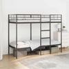 VidaXL Bunk Bed Without Mattress Black 80x200 Cm Steel, Bed Frame, Slatted Base, Bedroom Furniture, Loft Bed, Frame of 42000320