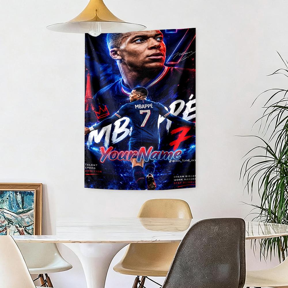 Mbappe Custom Your Name Wall Decor Tapestry Art For Pet Memorial Birthdaywedding Party Backdrop Family Gift