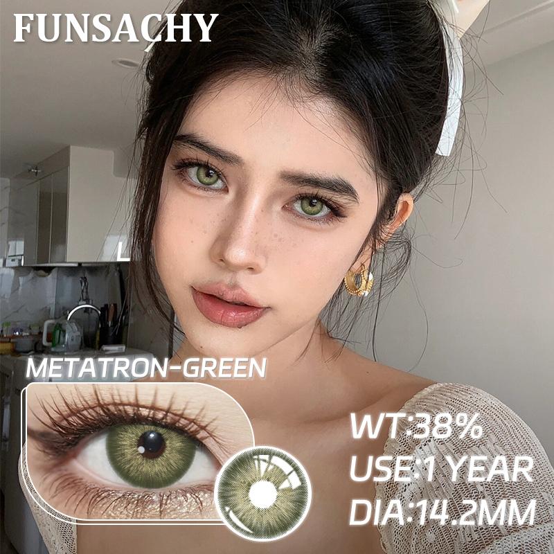 FUNSACHY 1 Pair Blue Contact Lenses for Eyes Natural Colored Contact Blue Eyes Lenses Korean Contacts Lenses Yearly Green Pupil