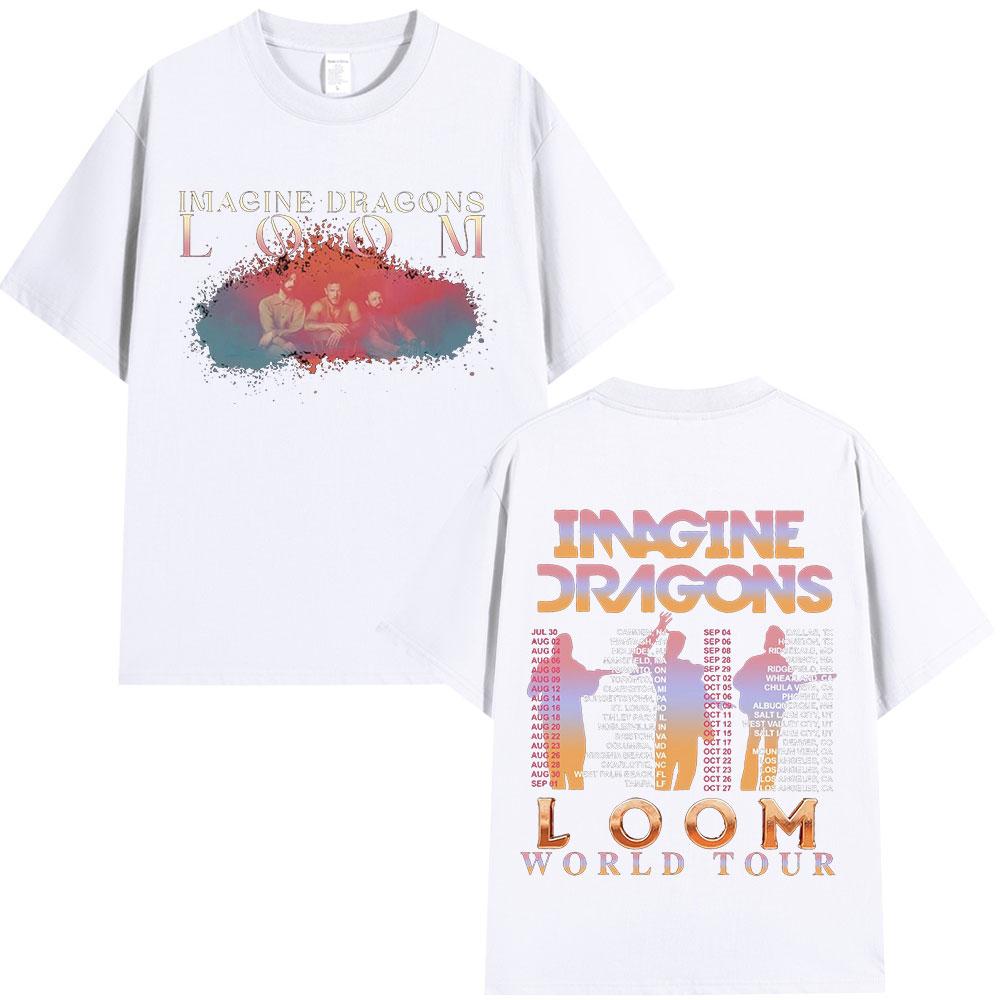 Imagine Dragons Loom World Tour T Shirts Hip Hop Rock Band Vintage Tshirt Fans Gift 100 Cotton Loose Cozy Short Sleeve T Shirt