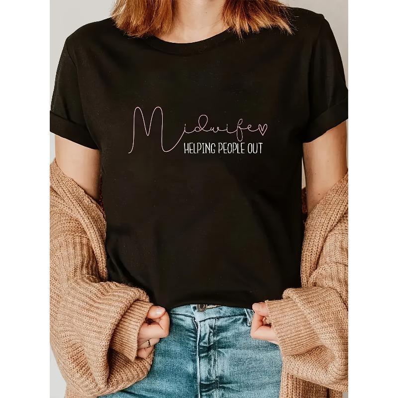 Women's Summer Spring Casual Tee Short Sleeve Crew Neck Everyday Top