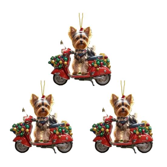 Рождественское украшение для машины в виде собаки, 2D плоская акриловая подвеска, шарм для зеркала заднего вида, реалистичный щенок, декор для поездок на машине, подарок для любителя щенков