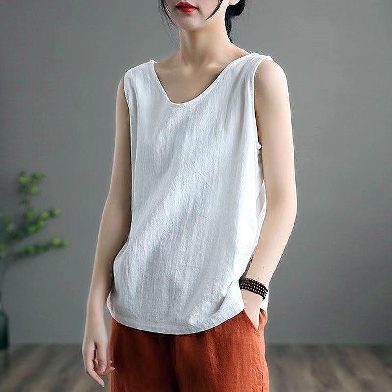 Фиолетовый топ на тонких бретелях из хлопка и льна в стиле ретро для женщин