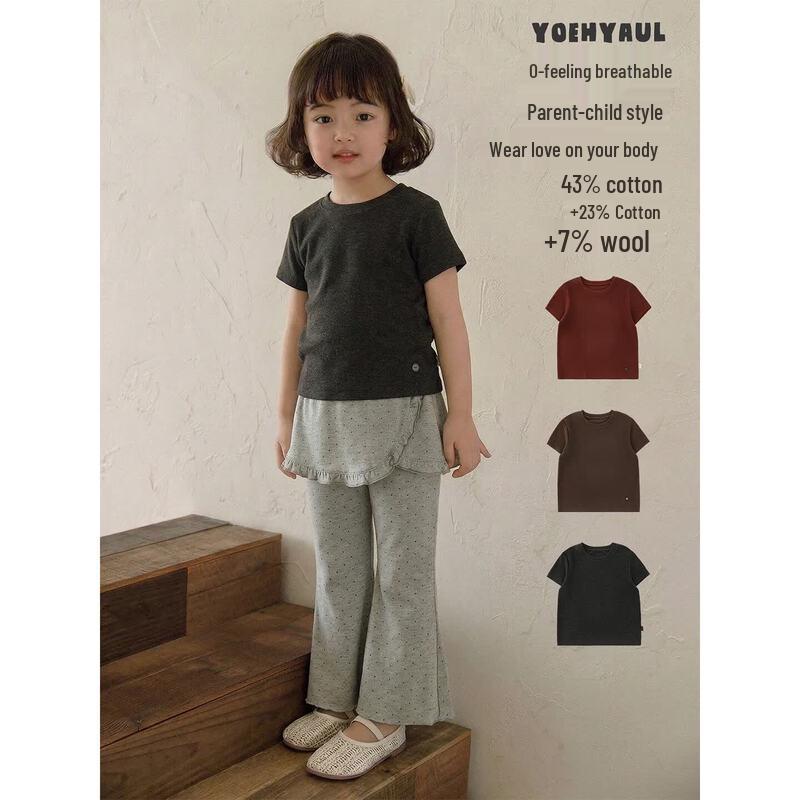 Женская и девичья футболка YouYou с коротким рукавом из смесовой шерсти