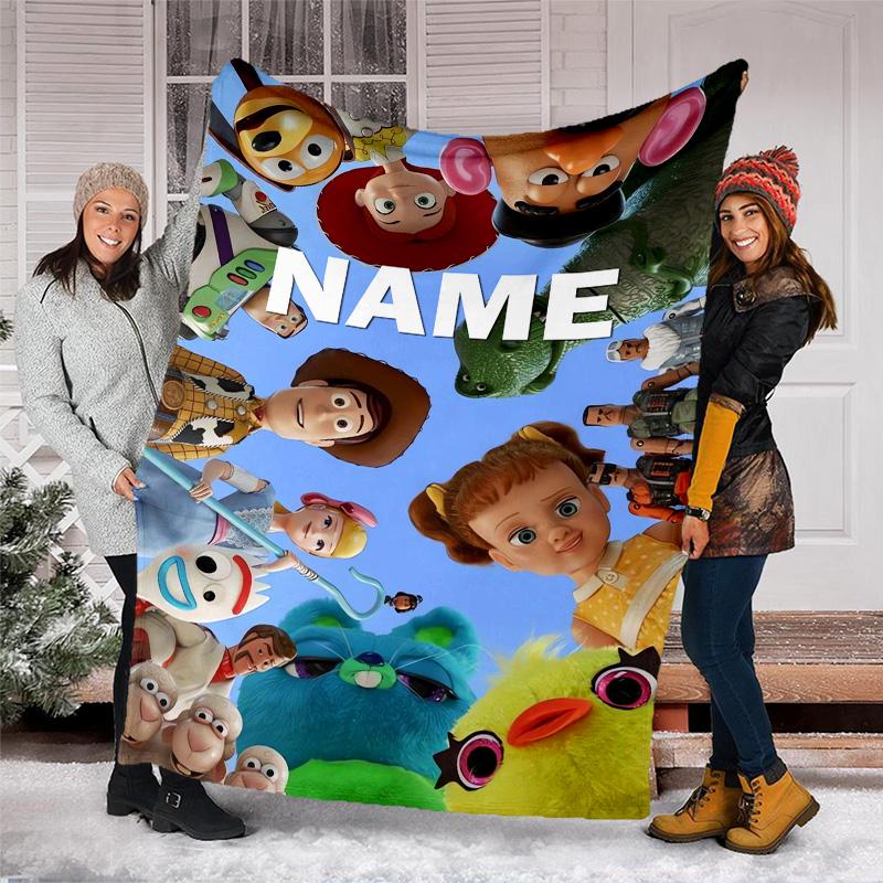 Customizable Toy Story Throw Blanket – Personalized Name, All-Season Cozy Snug Blanket, Machine Washable, Personalized Blanket