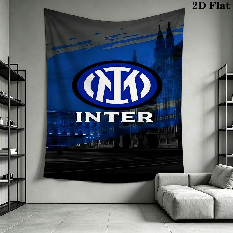 Inter logo Wall Hanging Printed Fabric Blanket Decorative Tapestries for Bedroom Living Room Home Decor