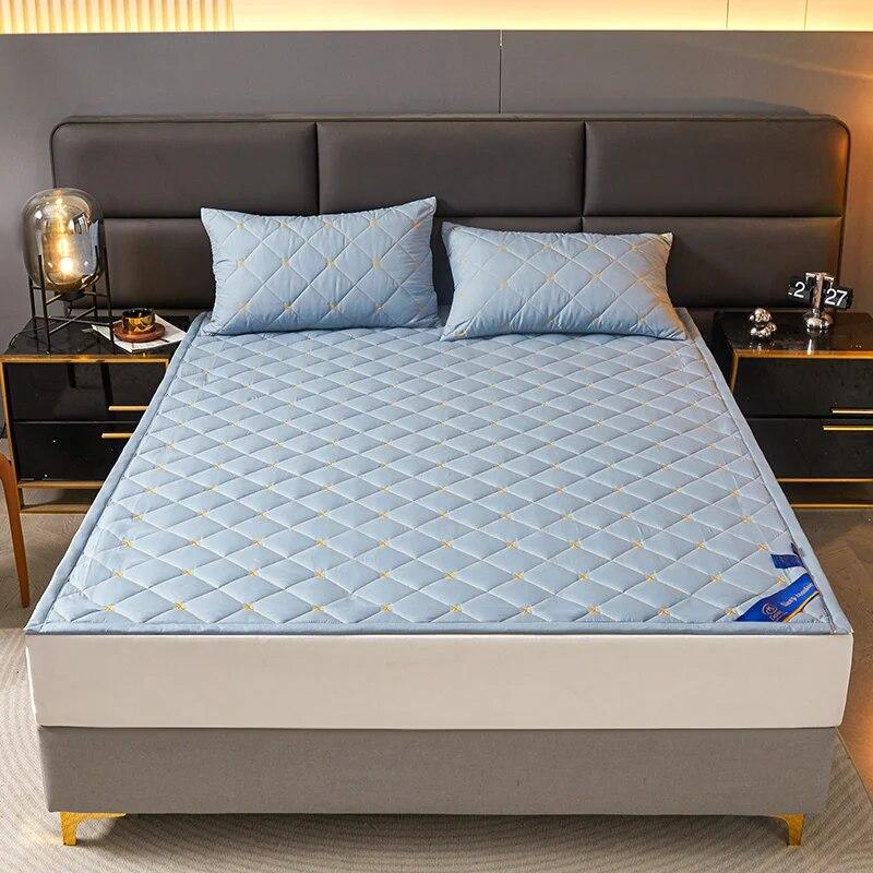 Однотонный стеганый наматрасник с вышивкой, утолщенный простынь, покрывало для спальни, отеля, мягкая подушка для кровати