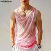 Men Cowl Neck Sleeveless Transparent Vest Mesh Tank Tops