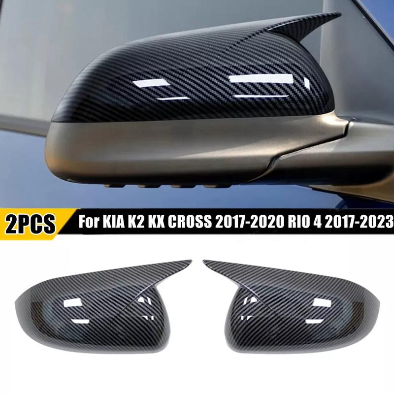 For KIA K2 KX CROSS 2017- RIO 4 2017- Car Rearview Side Mirror Cover Horn Wing Cap Exterior Door Trim Sticker Carbon