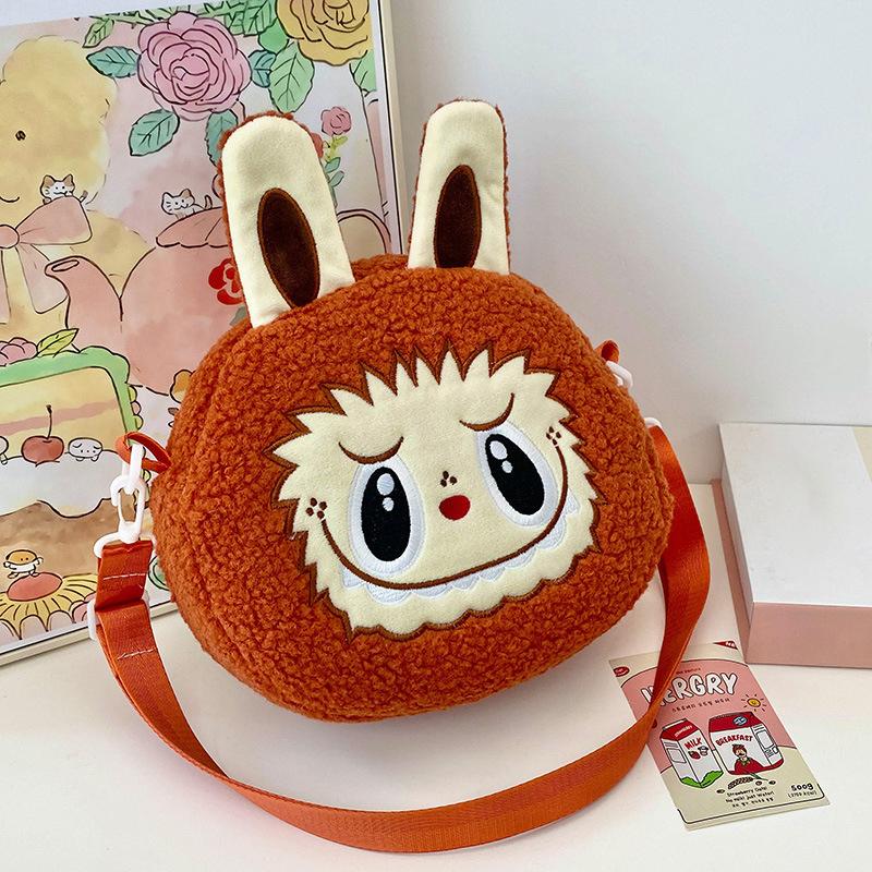Мультфильм Kawaii Labubu сумки на плечо милый универсальный плюшевый кукольный рюкзак для женщин и девочек простые сумки через плечо подарки