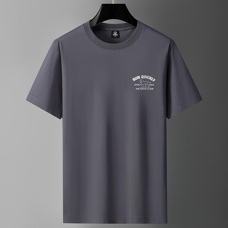 Large Size S-6XL Pure Cotton Mens T-shirt Short-sleeved Round Neck Boy Tee Shirt