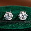 S925 Sterling Silver Six-Prong Round Stud Earrings with 0.5/1ct D Color Moissanite – Hypoallergenic, Unisex, Compatible with Gift Giving