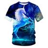 Summer Men's T-Shirt Funny Animal Print Running Horse Pattern Fashion Round Neck Short Sleeve Shirt Street Casual Oversized Top