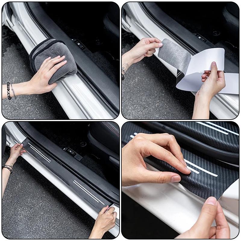 2026 Hot Sticker High-quality Carbon Fiber Car Door Sill Protector Sticker For Volkswagen R Golf Tiguan Jetta Transporter Passat