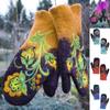 Зимние Теплые Перчатки с Полными Пальцами для Холодной Погоды Женские с Цветочной Вышивкой Ветрозащитные Дышащие Варежки для Катания на Лыжах и Верховой Езды