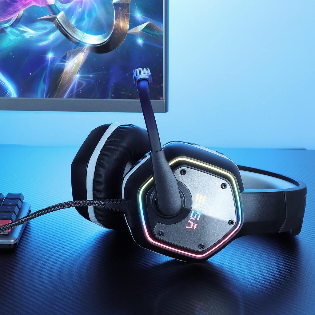 EKSA E1000 игровая гарнитура USB игровые наушники для 50 мм драйвера наушники объемного звучания Plug Play однонаправленный микрофон шумоподавление высокая