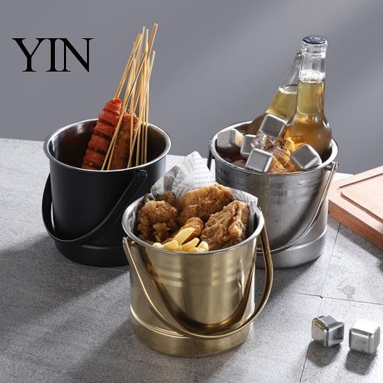 Portable Bar Ice Bucket Stainless Steel with Removable Strainer, Wine Champagne for Home Gatherings Cooler Beer Red Wine, Snacks Multi-use