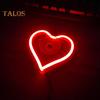 Светодиодный неоновый светильник в форме сердца, режимы стробоскопической вспышки, суперяркий, простая установка, светодиодный дисплей, вывеска, автомобильное освещение, аксессуары