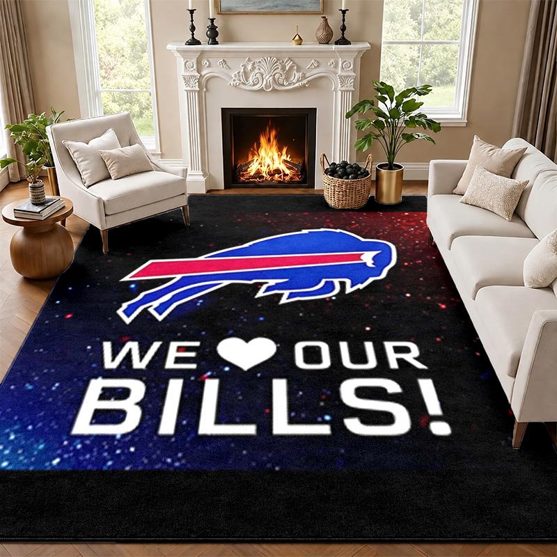 Buffalo Bills Carpet Door Mat for Living Room or Bedroom Protective Mat Under Chair Office Decoration Christmas Gift Birthday Present
