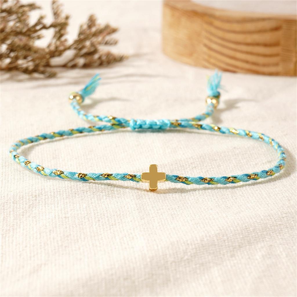Multipurpose Bohemian Retro Styles Cotton Rope Crosses Bracelet Adjustable Multilayer Designs for Men and Women