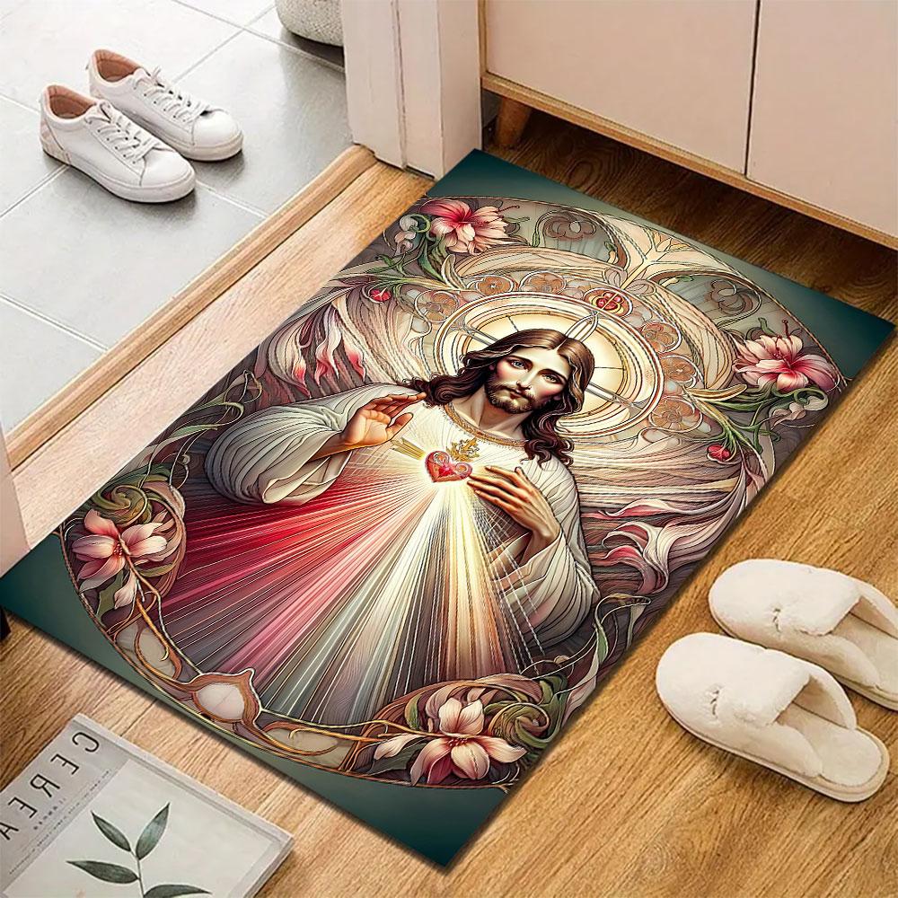 "Divine Sacred Heart Art on Tapestry" Patterned carpet, suitable as a non slip play mat for the living room and bedroom sofa