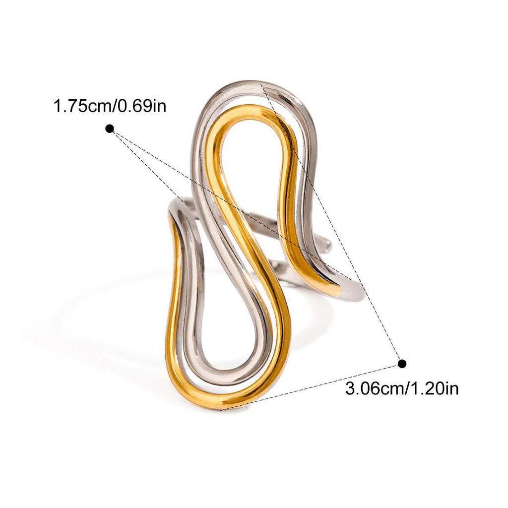 Stainless Steel High Quality Minimalist Daily Smooth Fashion Open Adjustable Ring 18K PVD Plated Classic Jewelry Gift