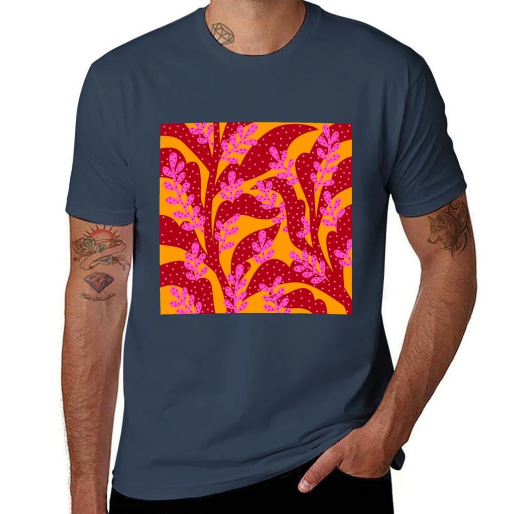 Orange Pink Flora Tshirt Basic All Season Solid Tshirt