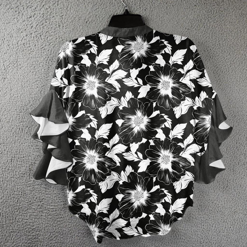 Летние топы для женщин, симпатичные блузки с V-образным вырезом и рукавом 3/4, повседневные рубашки с цветочным принтом