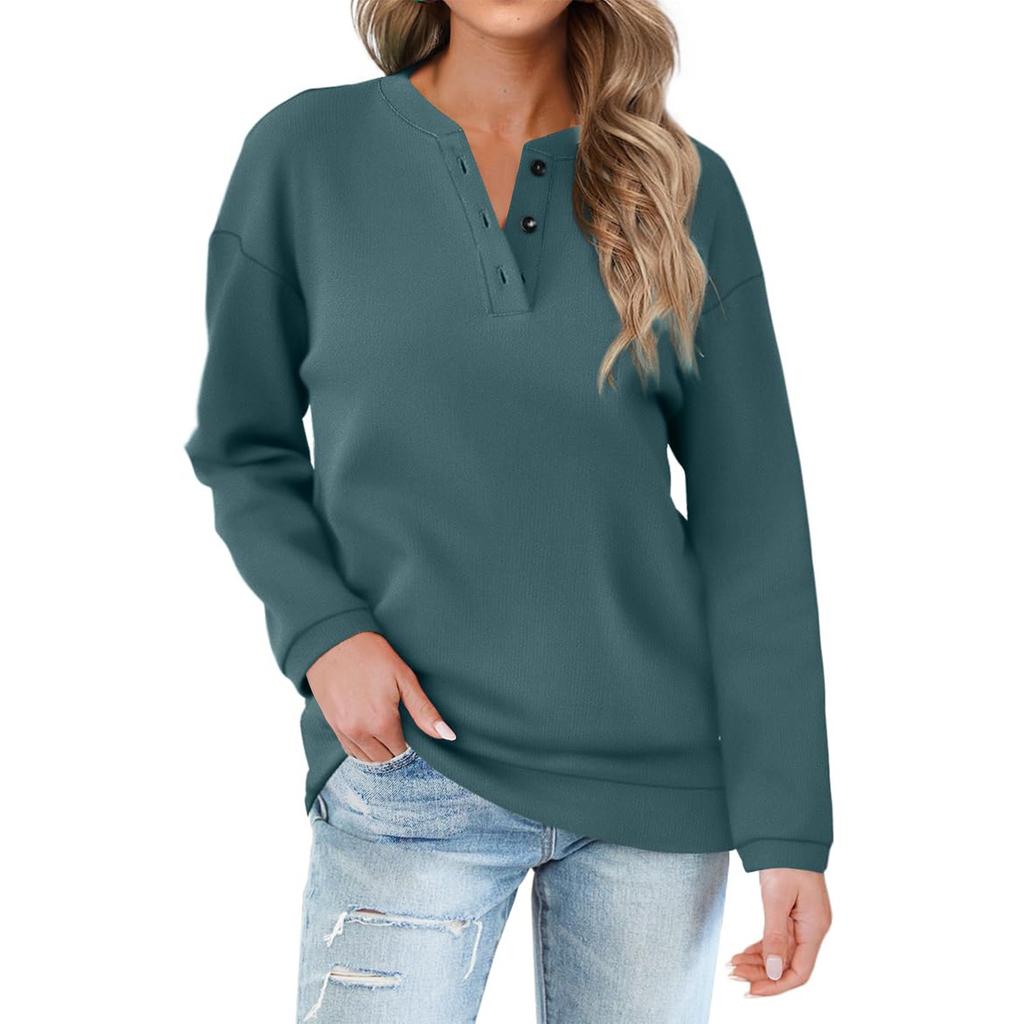 Женские повседневные толстовки, туники на пуговицах с длинными рукавами, топы