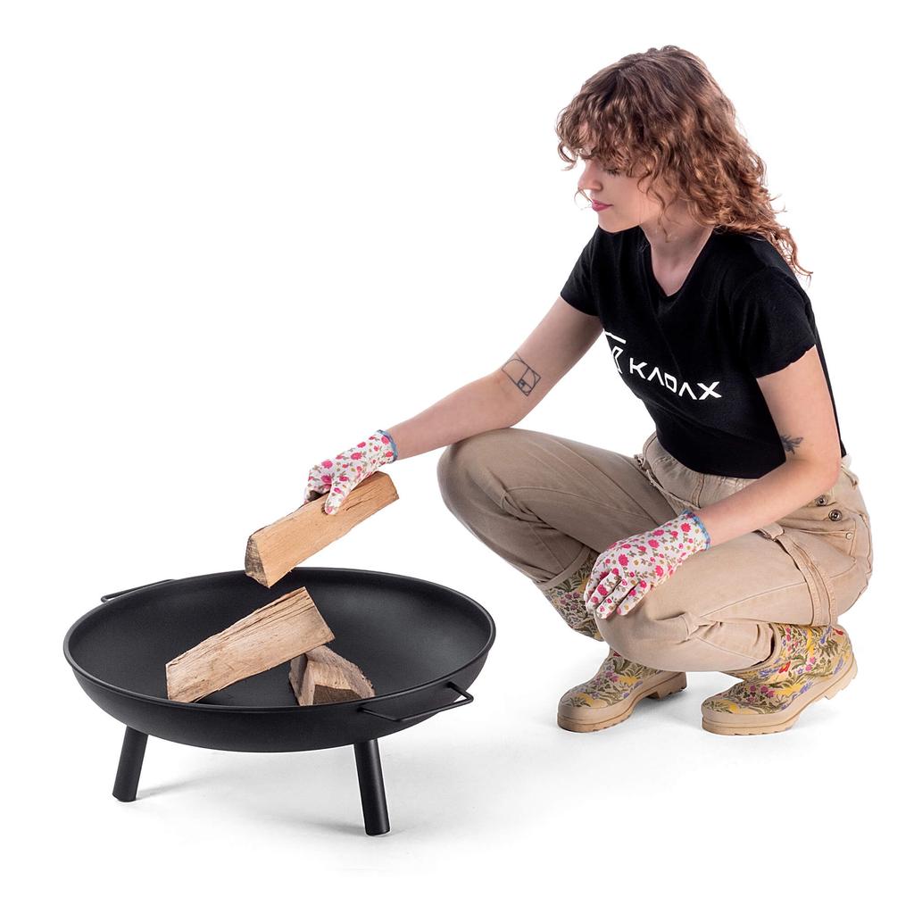 KADAX Большой садовый очаг 58 см для костра, гриля, котелка, стальная чаша, черная