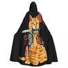 Catana Cats Retro Samurai Yakuza Holder Long Hooded Cloak Witch Medieval Costume Cosplay Cape HalloweenParty Adult Unisex