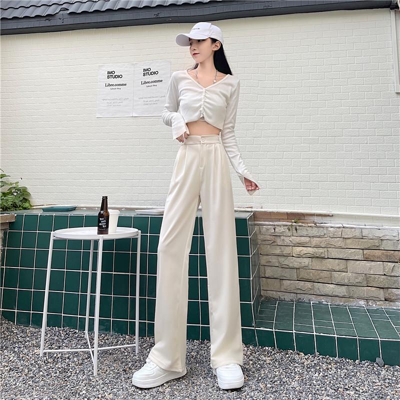 Брюки палаццо с высокой талией цвета молочного чая - Женские повседневные брюки в пол