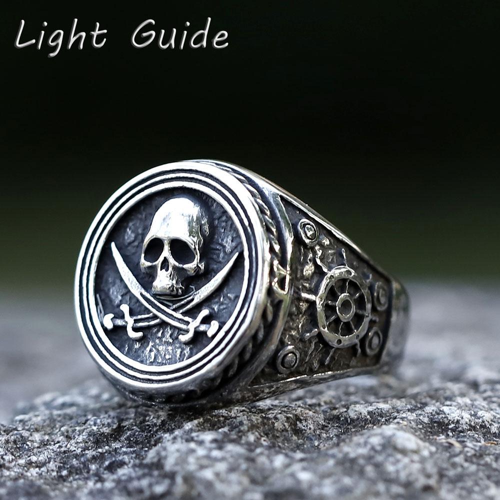 NEW Men's 316L stainless-steel rings skulll ring Motorcycle Band Biker Party Fashion Jewelry for gift free shipping