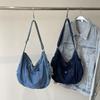 Casual Denim Tote Bag With Zipper Closure And Phone Pocket For Women