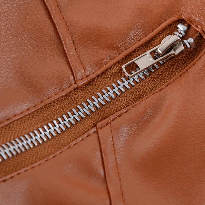 Модная женская замшевая мотоциклетная куртка, тонкое коричневое пальто из мягкой кожи с полной подкладкой