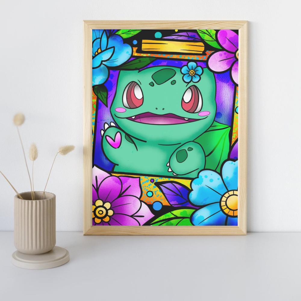 Paint by Numbers with Frame Pictures for Painting Pokemon Bulbasaur 40X50