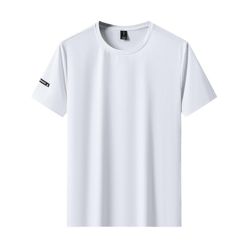 Футболка Ice Silk с короткими рукавами для бега, мужская летняя, дышащая, для фитнеса, быстросохнущая, с короткими рукавами, с круглым вырезом